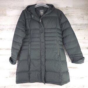 I. SPIEWAK & SONS Warren GRAY Hooded Down Puffer Long Coat Women’s Size LARGE..